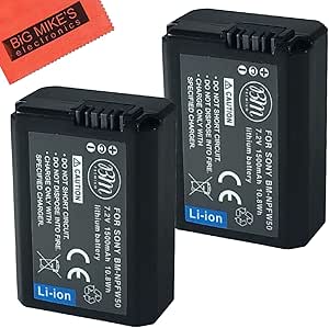 BM Premium 2 NP-FW50 Batteries for Sony DSC-RX10 III, Alpha 7, A7, A7R, A7R II, A7RII, A7S, A7S II, A7II, A3000, A5000, A5100, A6000, A6300, NEX-5, NEX-5K, NEX-5N, NEX-5T, NEX6, NEX7, ILCE-QX1 Cameras