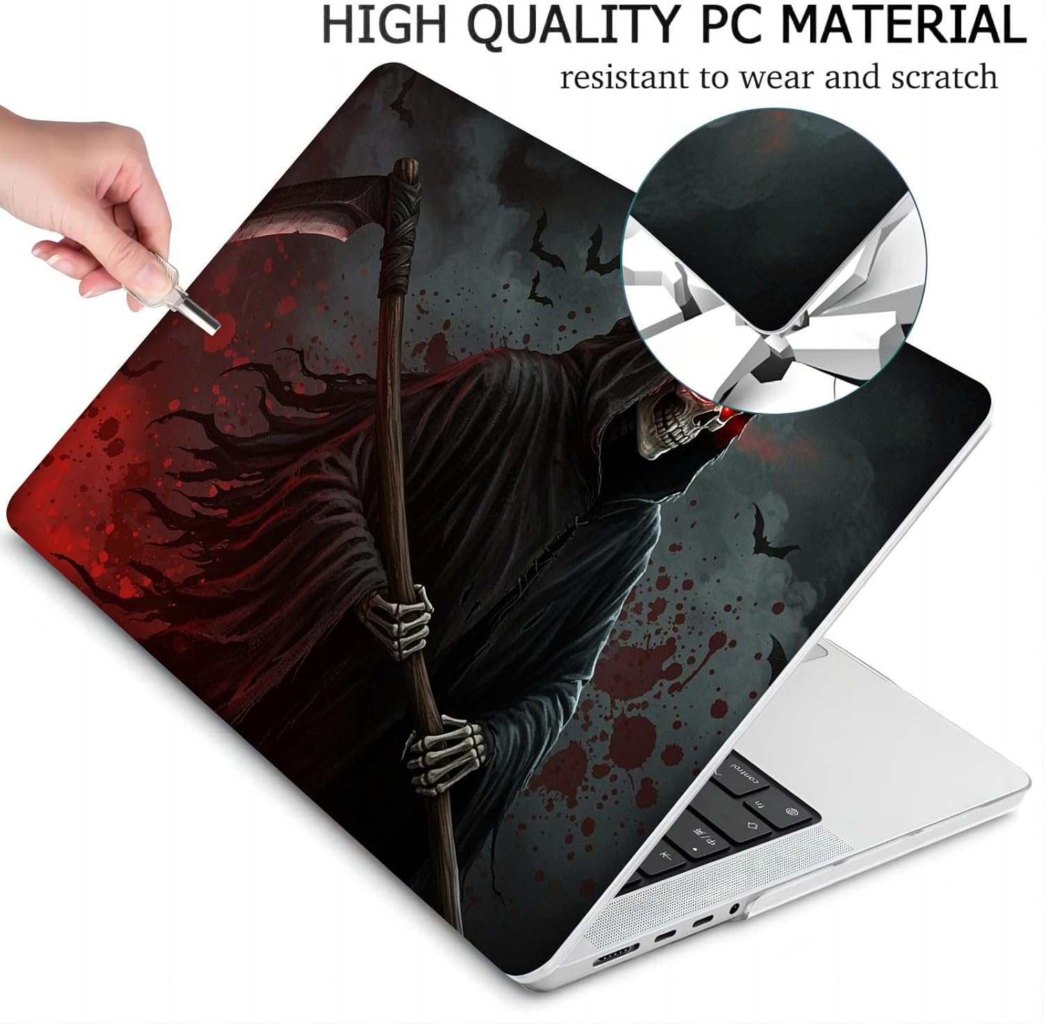Compatible with MacBook Neo 13-inch, Hard Shell Case with Keyboard Cover and Screen Protector (A3404 A18 Pro chip, 2026 Release) - Grim Reaper MC21474