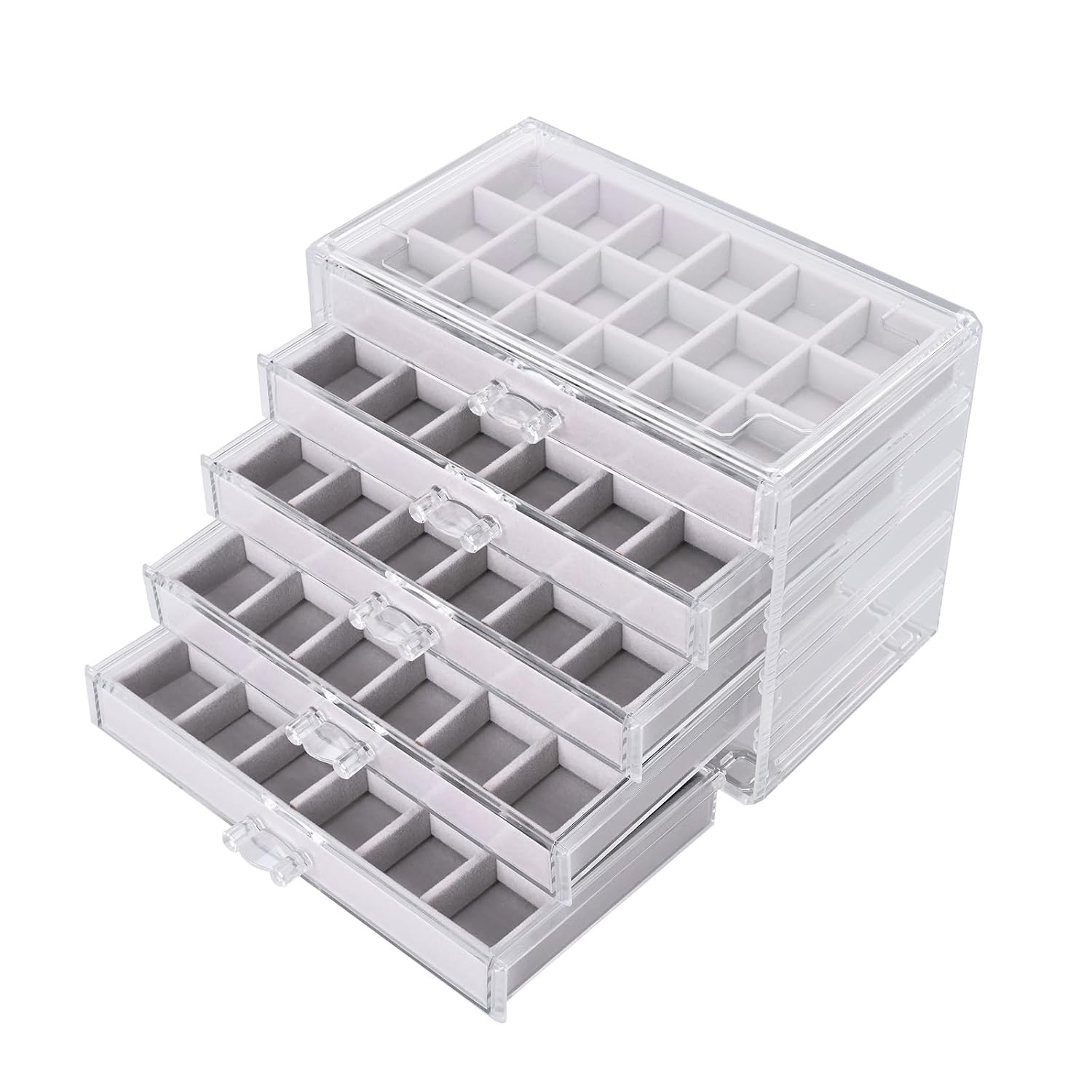 AKAZA 5-Tier 90 Grid Rock Collection Box Crystal Mineral Display Organizer