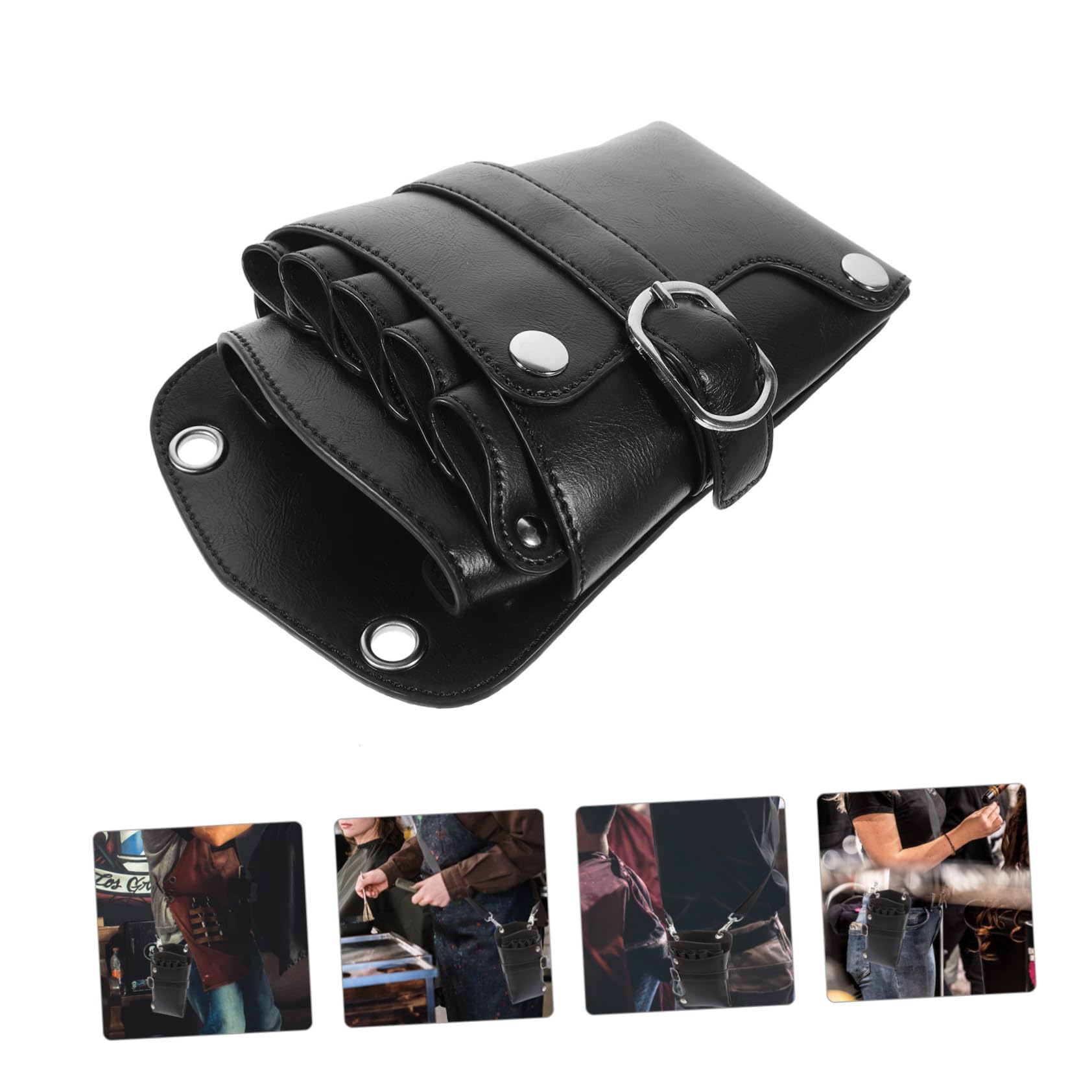 Baluue Scissor Fanny Pack for Hairdresser Bag 5 Scissors Comb Styling Tools Kit Hair Cutting Barber Shear Pouch