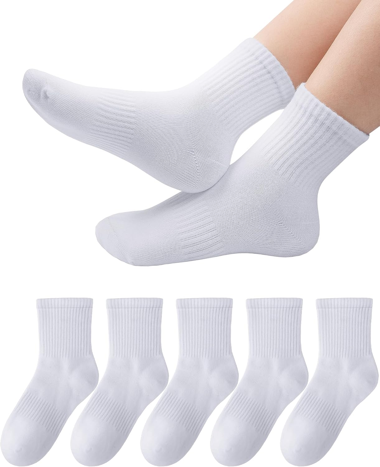 HONGTEYA Unisex Kids Crew Cotton Socks for Girls Boys School Uniform