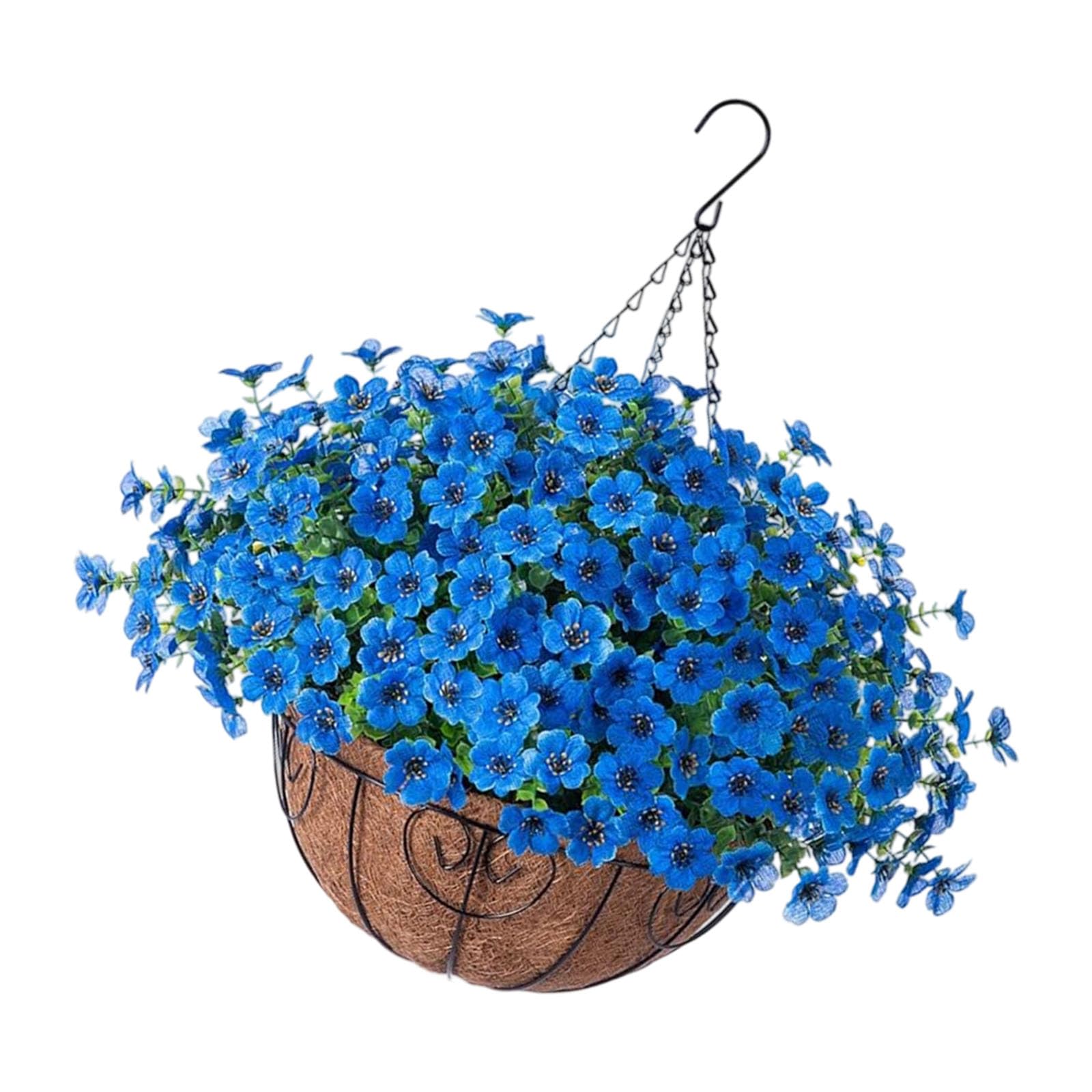 Jazuaiao Realistic Silk Pansies Hanging Plant Outdoor Coconut Basket Artificial Violets Decoration for Window Sill and Terraces Artificial Violets Flowers for Porch
