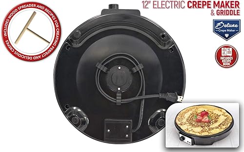 Miniatura 5 de Máquina eléctrica antiadherente de 12 pulgadas con libro de recetas  Placa de cocina de aluminio con control de temperatura ajustable, placa
