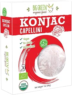 Big Green Organic Food- Organic Konjac Capellini, Low-Carb, Plant Based Noodle, Shiratake Noodle, Keto, Vegan, 7 oz (1)