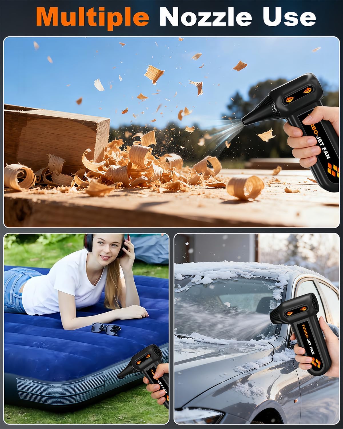 Super Powerful Compressed Air Duster, Rechargeable Duster Blower with LED Light, 4-Gear Adjustable 150000RPM Brushless Motor, Mini Blower for Computer, Keyboard, Outdoor, House and Car (Black)