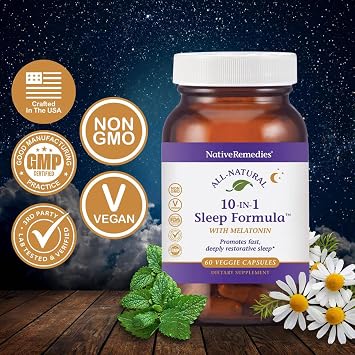 Native Remedies 10-in-1 Sleep Formula - Melatonin Sleep Aid - 60 Capsules