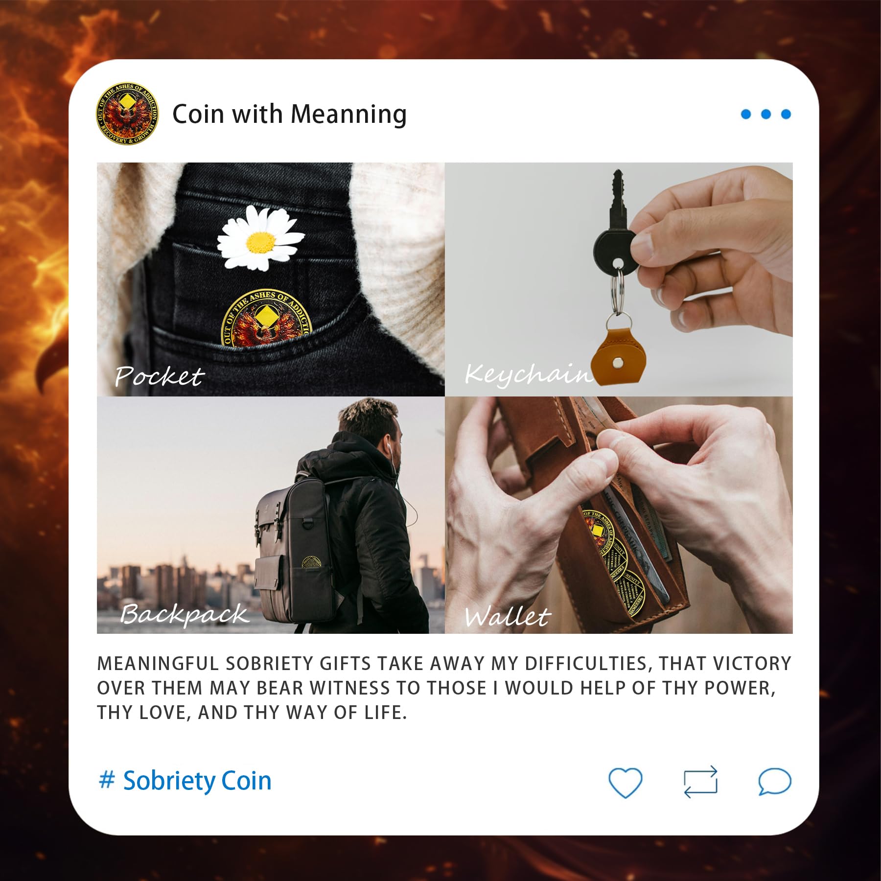 Zarte Phoenix Na Medaillons – Out of The Ashes Nüchternheitsmünze – Recovery Addiction NA AA Chips und Medaillons – Feiern Sie Living Clean Affirmation Narcotics Anonyme Geschenke für Männer Frauen