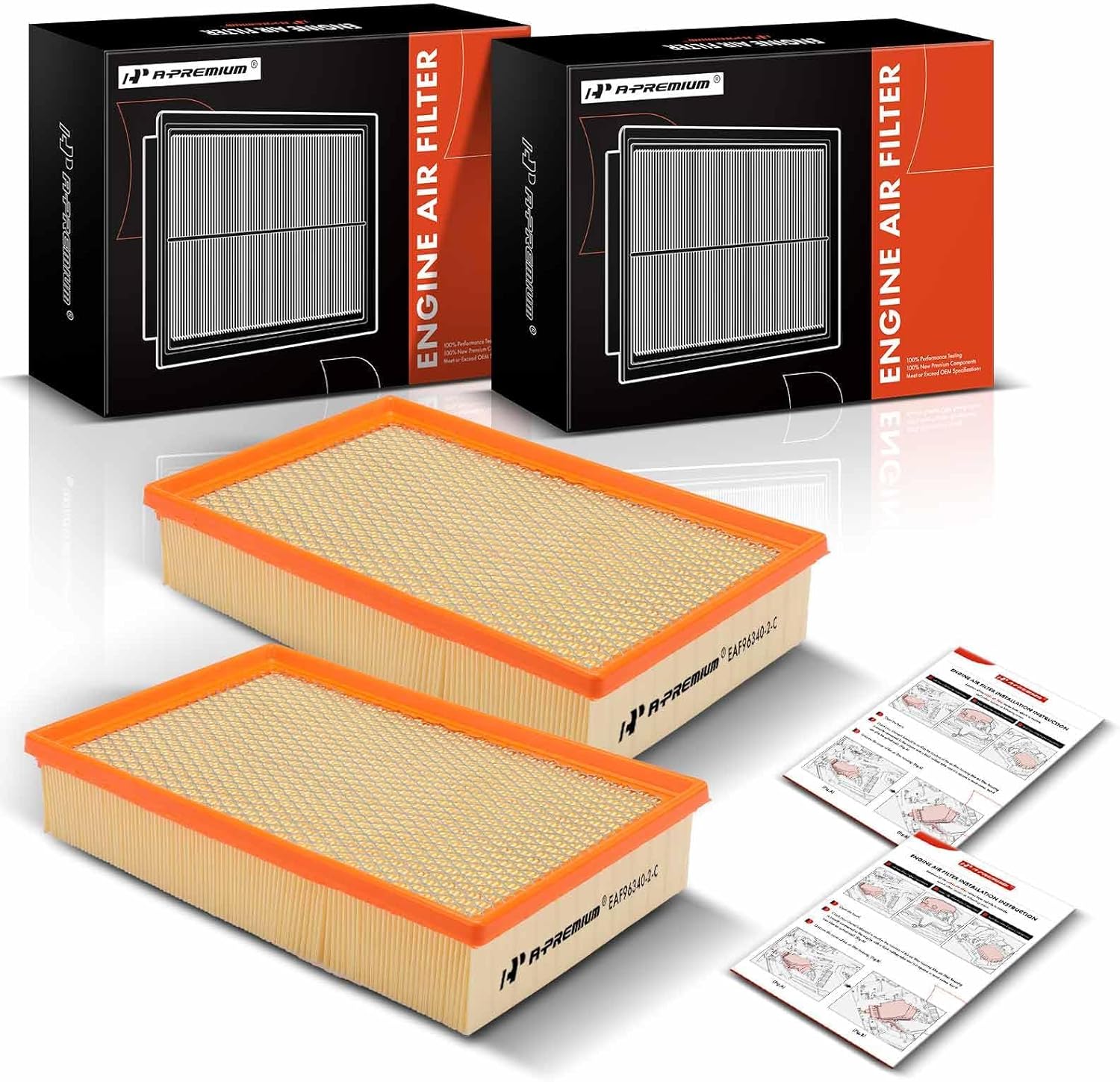 A-Premium 2-PC Engine Air Filter Compatible with BMW 745i/745Li 2002-2005 4.4L, 750i/750Li 2006-2007 4.8L, 760i 2004-2006, 760Li 2003-2008/2010, Alpina B7 2007-2008 & Rolls-Royce Phantom 2004-2013