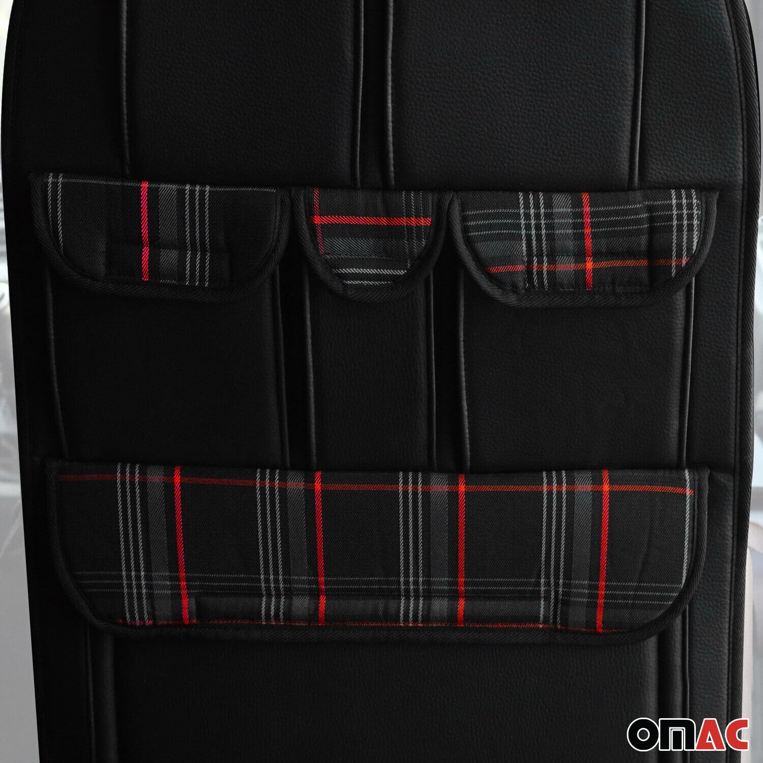OMAC GmbH Autositz Organizer Rücksitztasche kompatybilny z T5 2003-2015 | Organizer z Tasche Rücksitzschoner do Autos | Autositzschoner z Rücklehnenschutz (Czerwony)