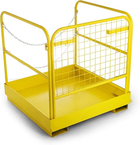 Jaula de seguridad para carretillas elevadoras de 36 x 36 pulgadas, cesta de carretilla elevadora resistente, capacidad de 1150 libras, plataforma
