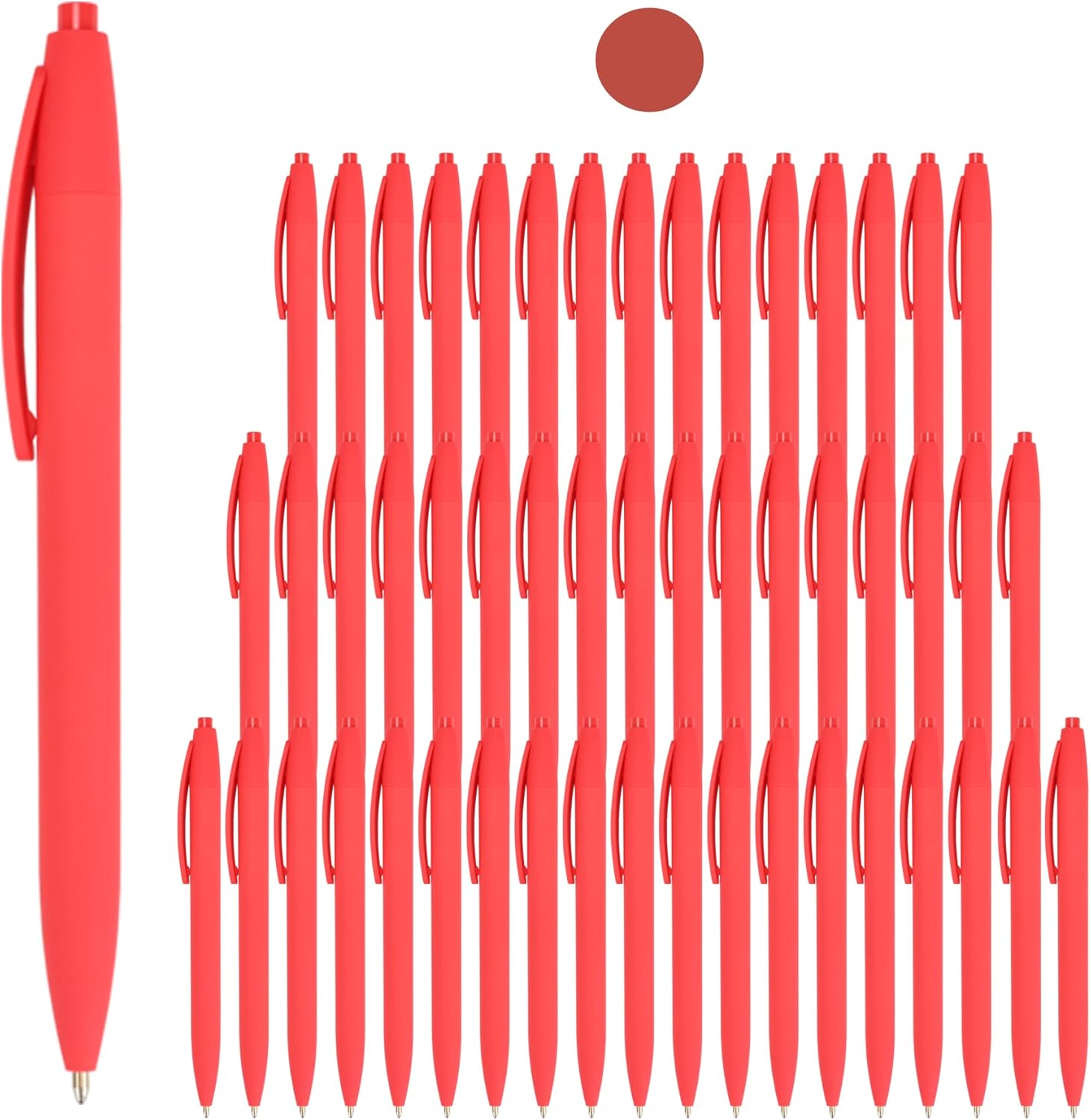 50 Pack Red Ink Pens - Bulk Pens, 1.0MM Medium Point Ballpoint Pens, Smooth Writing No Bleed Retractable Ball Point Pen (Red)