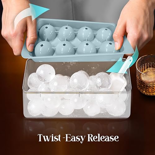 Miniatura 4 de CKE - Bandeja de hielo de plástico de silicona, fácil de liberar y sin BPA, 14 bandejas para cubitos de hielo con tapa extraíble resistente a