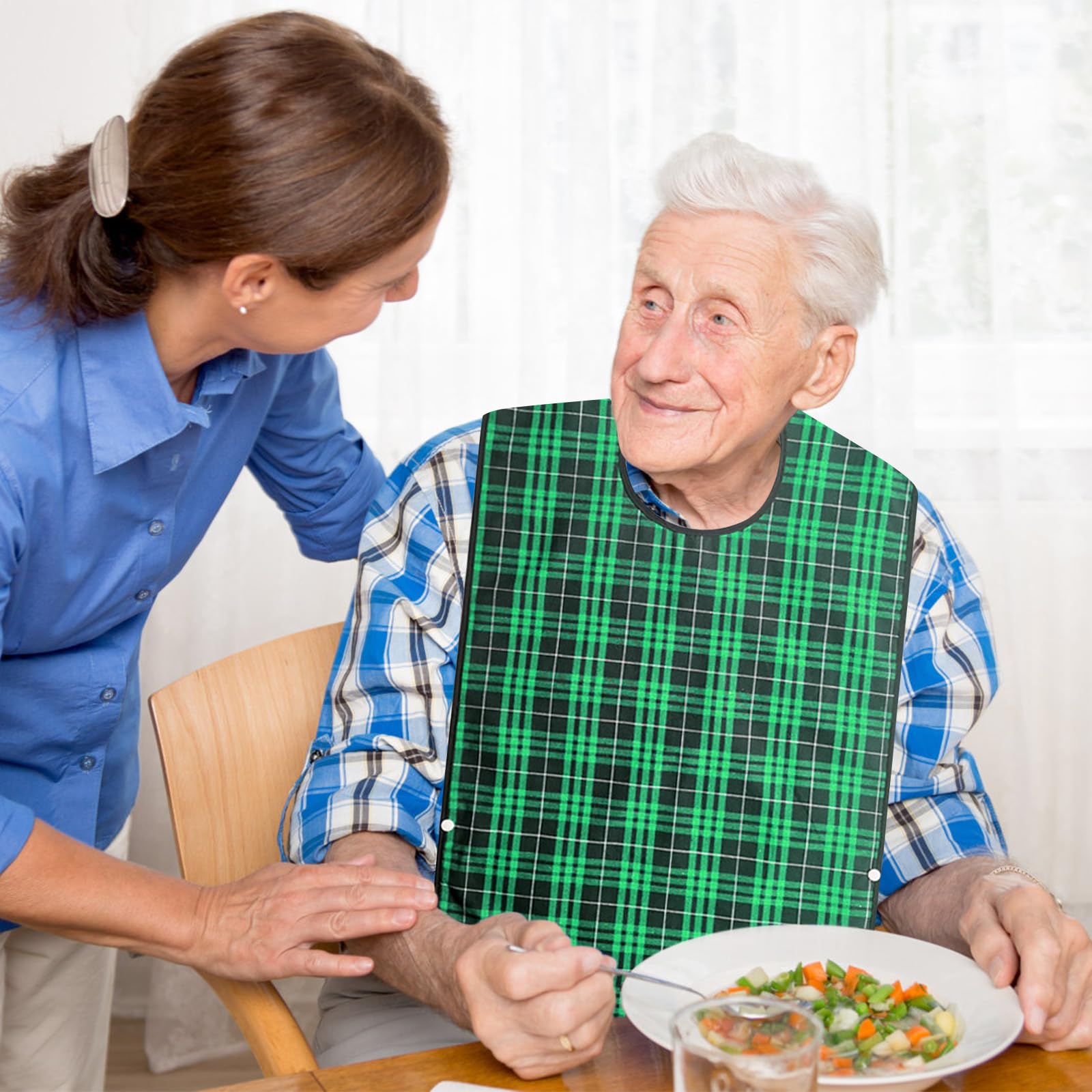 BORDEAG 4 Pezzi Bavaglio per Adulti, Bavaglino Adulti, Bavaglino Impermeabile, Bavaglini per Anziani, Lavabile e Riutilizzabile, per Adultiper Adulti Anziani e Persone Disabile e Pazienti