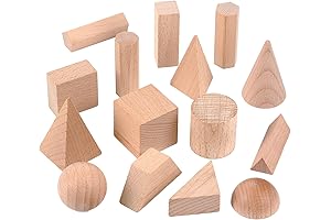 Montessori Geometric Solids Wooden Shapes Blocks Set for Preschool Elementary Home School Supplies