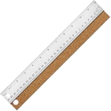 12 Inch Metal Ruler with Cork Backing, Imperial & Metric Markings | Non-Slip Cork Backing, Prevents Ink & Pencil, Stainless Steel Straight Edge, School Office Engineering Drafting Woodworking