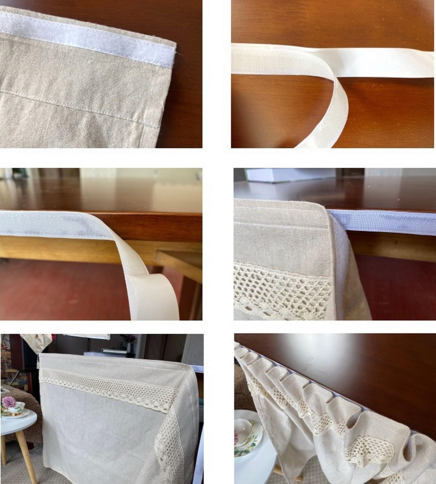 A.Monamour Gardine Scheibengardinen Kurzstores Halbtransparenter Gestreifter Voile Vorhang Kurzvorhang Kurzgardinen Küchengardine Küche Vorhang Fenster Kurz Stores Bistrogardine