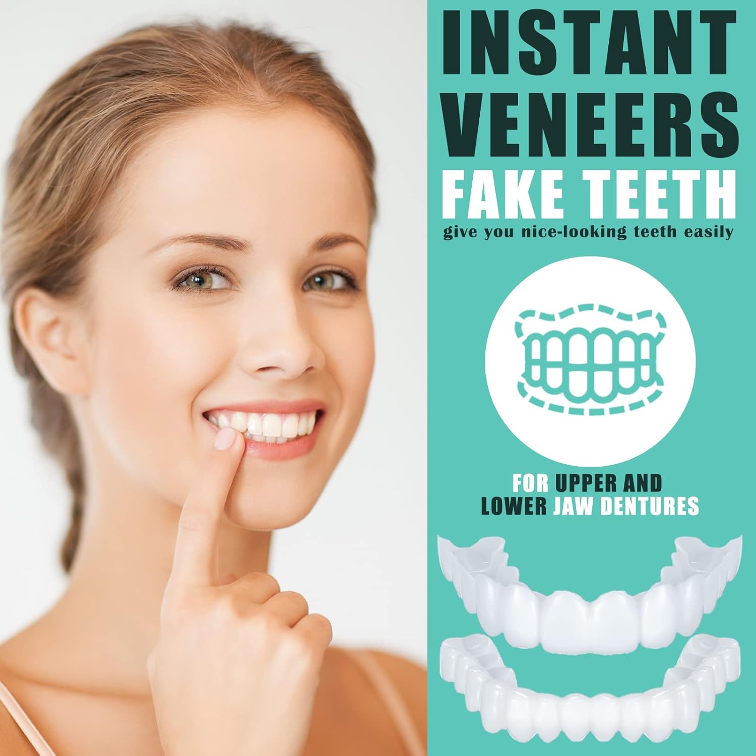 Buy 6 Set Fake Teeth Temporary Denture Teeth Veneer Snap in Teeth Confidence Smile Dentures