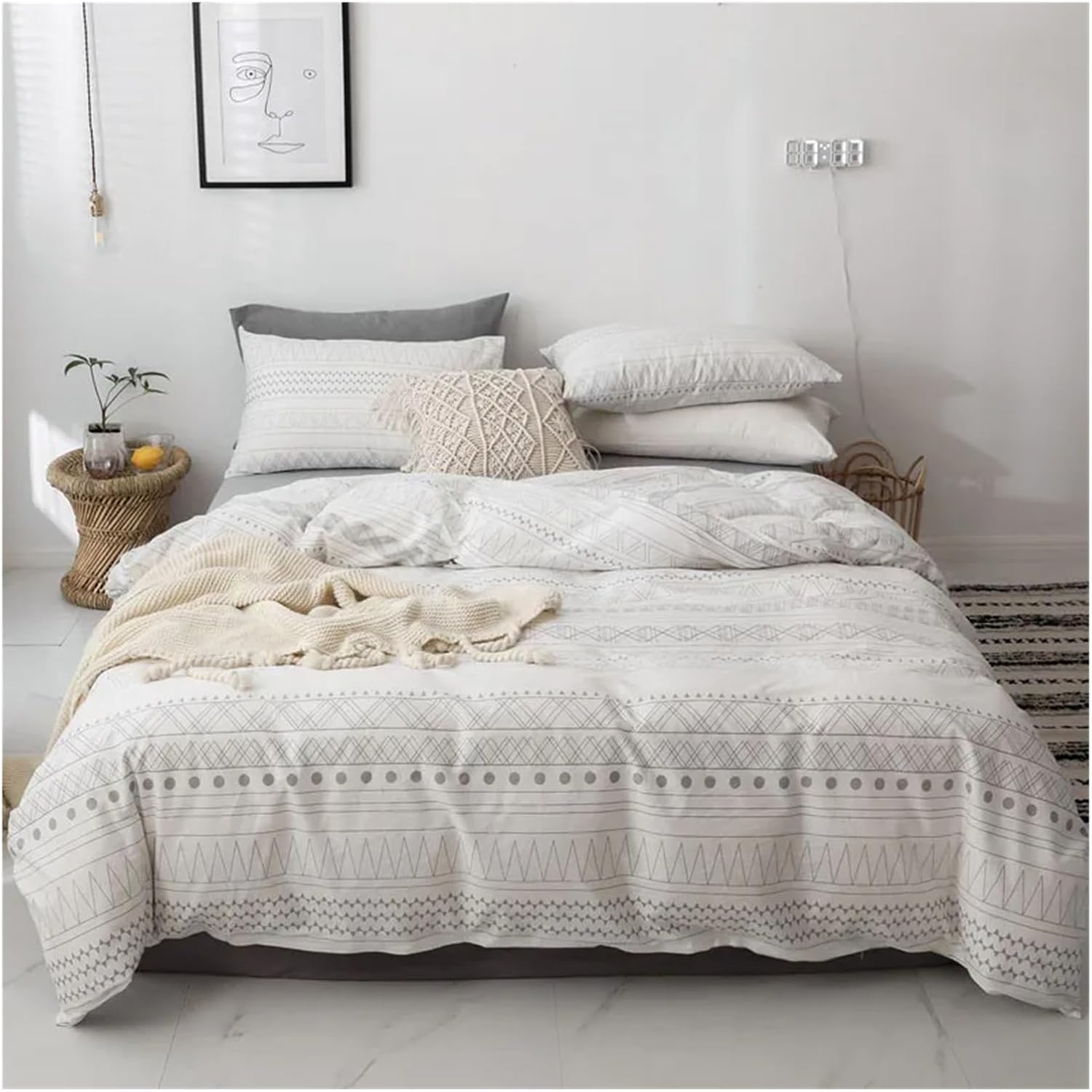 King Queen Size Bedding Set Black Abstract Painting Duvet Cover Pillowcase Sheet Bed Linens Cotton Bed Cover,Bed