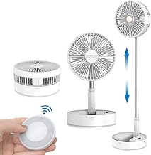 xr-spf980 Fan Circulator DC Motor USB Charging [7200 mAh Large Capacity & Long Lasting] Quiet, Foldable, 4 Levels of Air Flow Adjustment, Left/Right Oscillation, Magnetic Remote Control, Timer, 7
