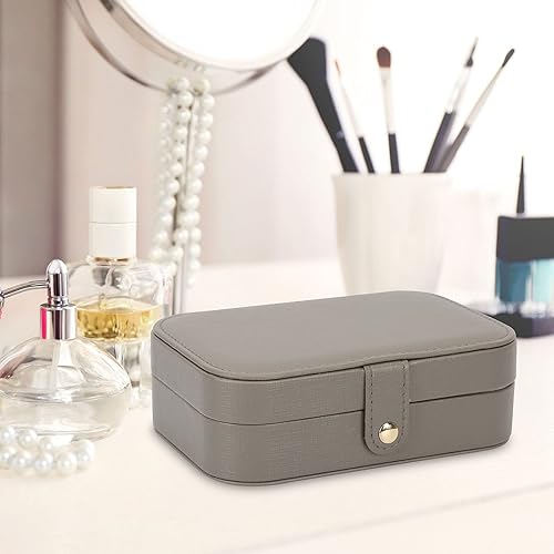 Vista 7 de FEISCON Organizador de joyas, pequeño joyero, mini joyero, estuche de viaje, almacenamiento y organizador portátil de joyería, caja