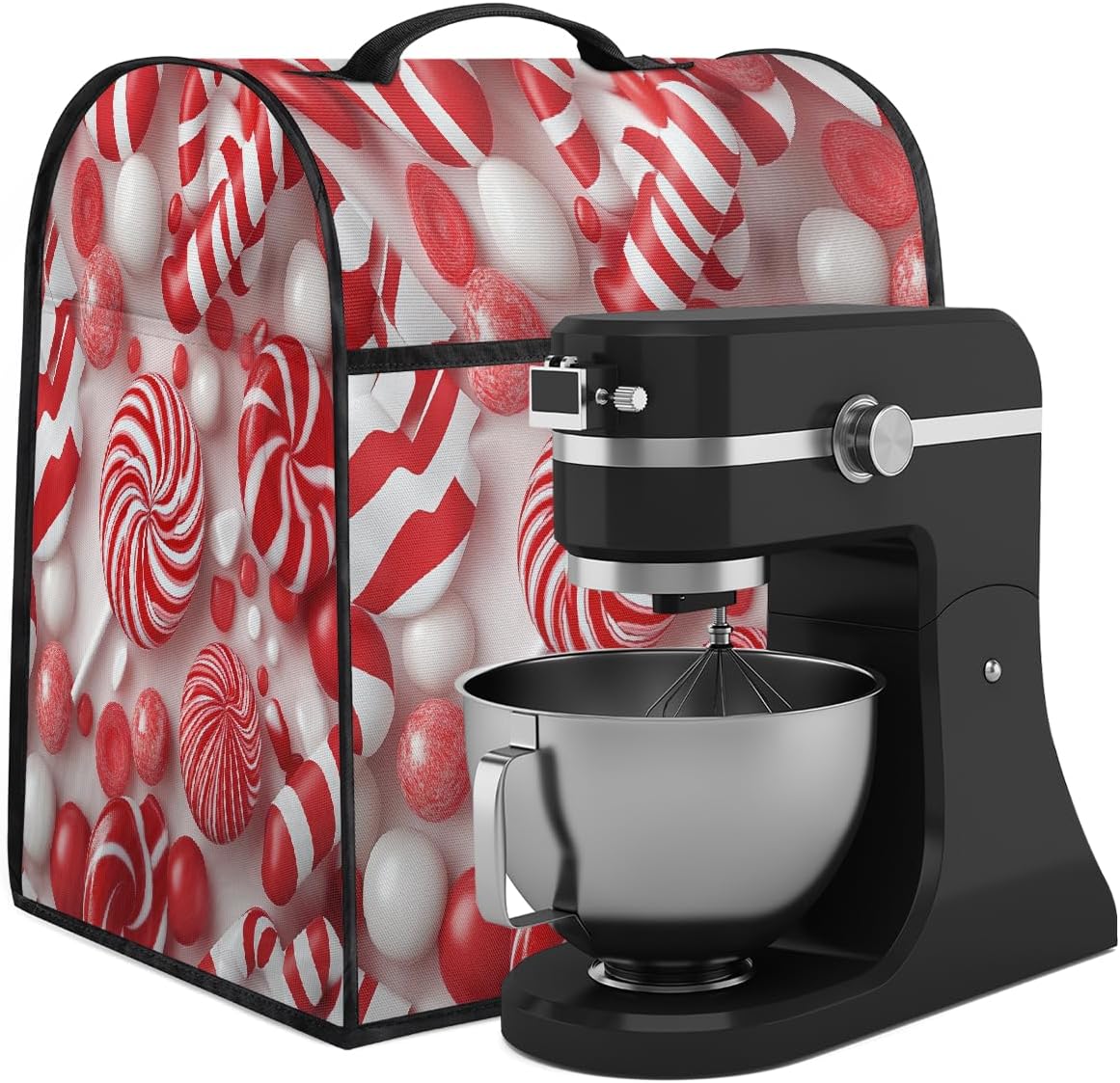 Mixer Cover Red White Candy Lollipops Kitchen Aid Stand Mixer Cover Waterproof Coffee Maker Machine Dust Cover with Pocket, Kitchen Counter Appliance Covers Mixer Assecories