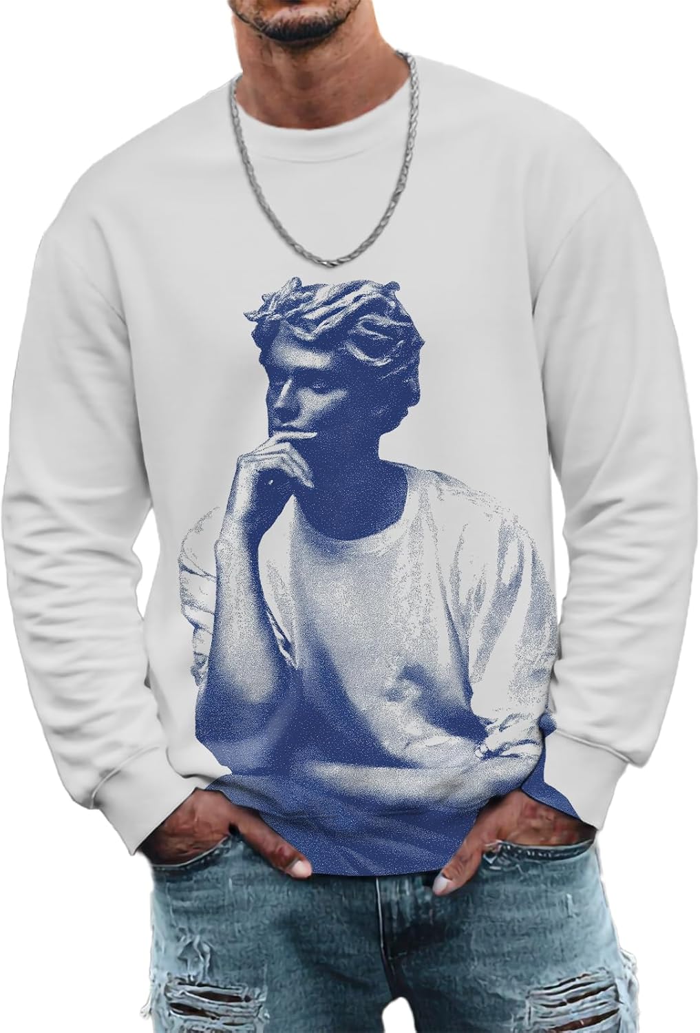 domirica Crewneck Sweatshirt Men Vintage Hip-Hop Street Style Funny Long Sleeve Casual Pullover Loose Fit Fall Basic Clothes