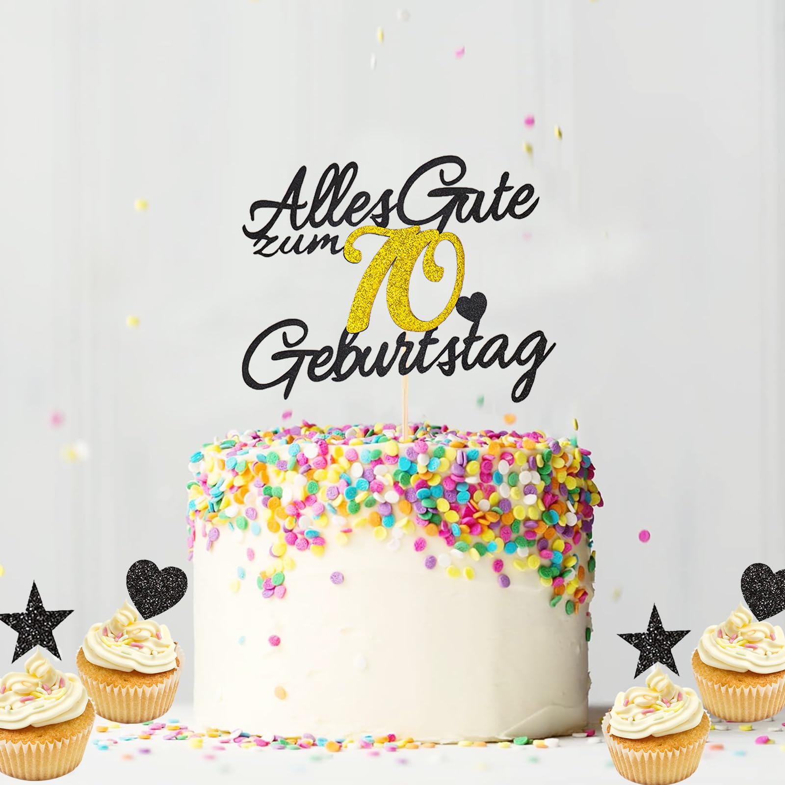 GoldRock Decorazione Per Torte In Legno, 70 Compleanno, Uomo E, image size:1600x1600