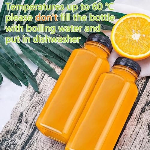 Miniatura 10 de Botellas de plástico para jugo con tapas, 12 unidades, recipientes reutilizables de 12 onzas con tapas a prueba de manipulaciones, botellas de jugo