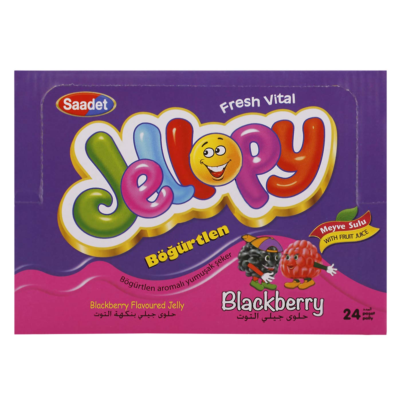 Saadet Blackberry Flavour Jellopy Jelly, 24 X 25 Gm