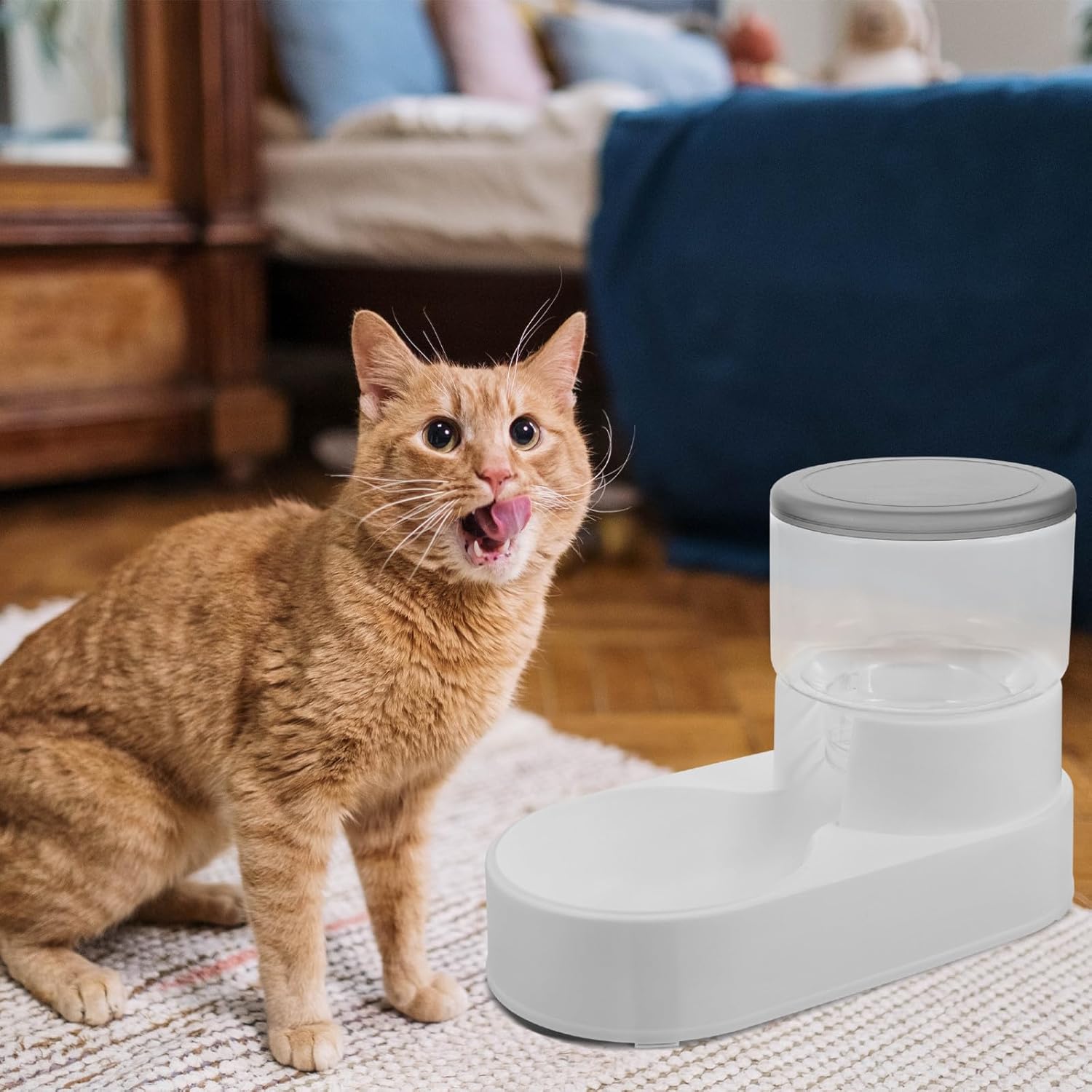 Automatic Pet Feeder Dispenser with Detachable Feeder Bowl for Dogs and Cats, Spill-Proof Self-Filling Dog Food Bowl, Suitable for Large Breeds and Indoor Feeding