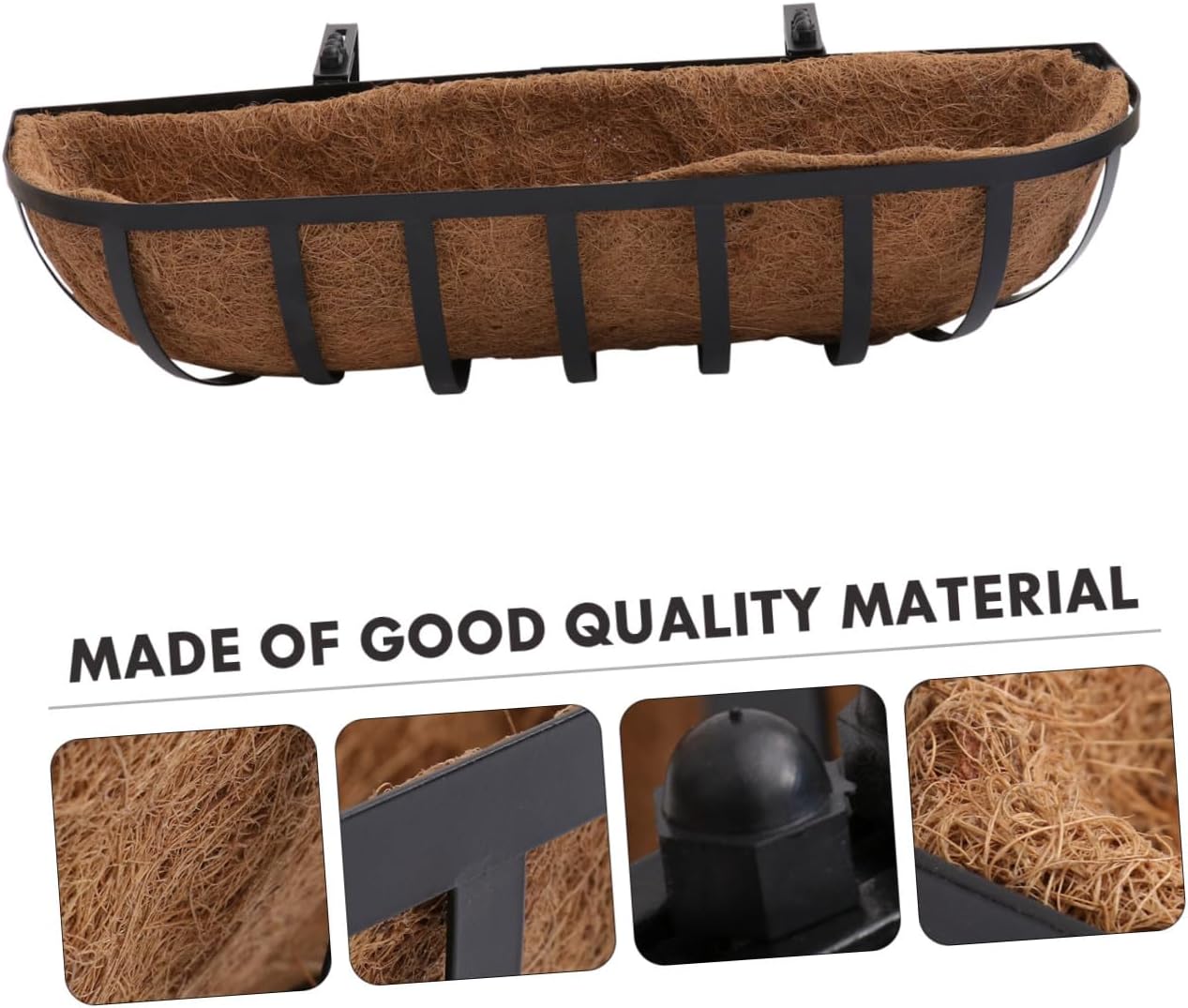 Hemoton 24-inch Coconut Palm Hanging Basket Iron Art Flowerpot Pendant Wall Planter Outdoor Vertical Garden Sundries Container for Patio and Home Decor