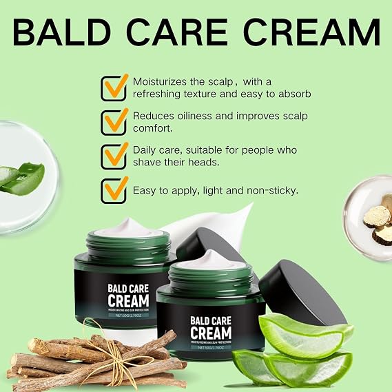 2PCS Mattifying Bald Head Cream, Bald Head Moisturiser for Men