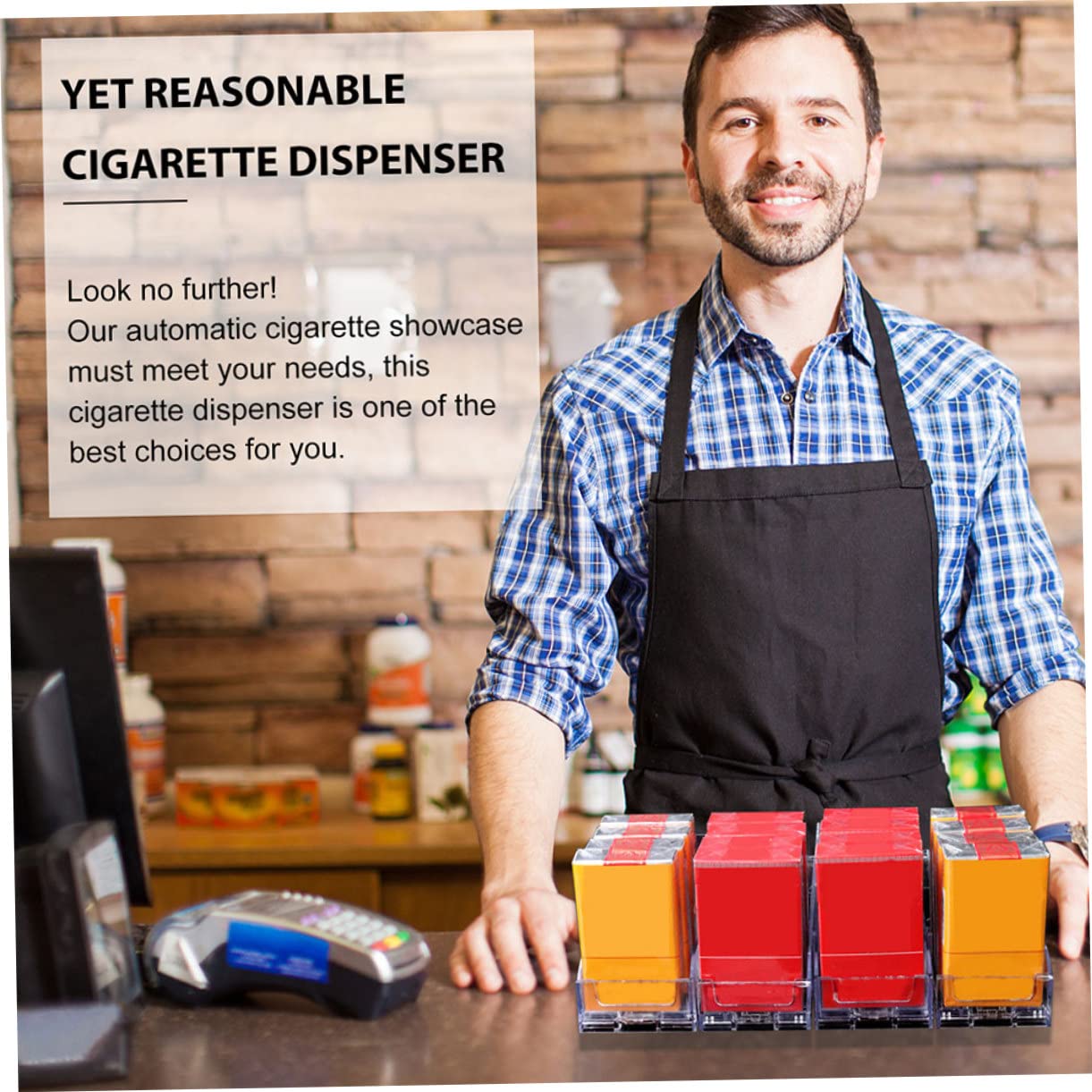 Cigarette Dispenser Display Rack Set 28cm Store Counter Cigarette Organizer Automatic Push Tray for 10 Packs Random Color 3-Piece Set