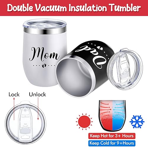 Miniatura 5 de 12 unidades de cesta de regalo para nuevos padres, regalos para mamá y papá, vasos 2024, mono, calcetines para bebé, moneda de decisión para baby