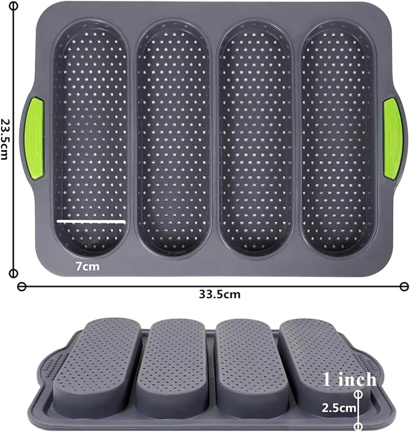 Compatible for LMETJMA Silicone 4-Hole Non-Stick Baguette Bread Baking Pan for Hotdog & French Bread JT368(Green)