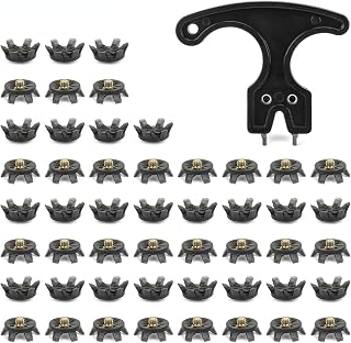 51 Pcs Golf Spikes Set Includes 50 Pcs Golf Cleats/Golf Shoe Spikes Replacement with 1 Black Golf Cleats Spanner/Golf Spike Tool for Outdoor Lawns Cricket Shoe Golf Player Golf Lover