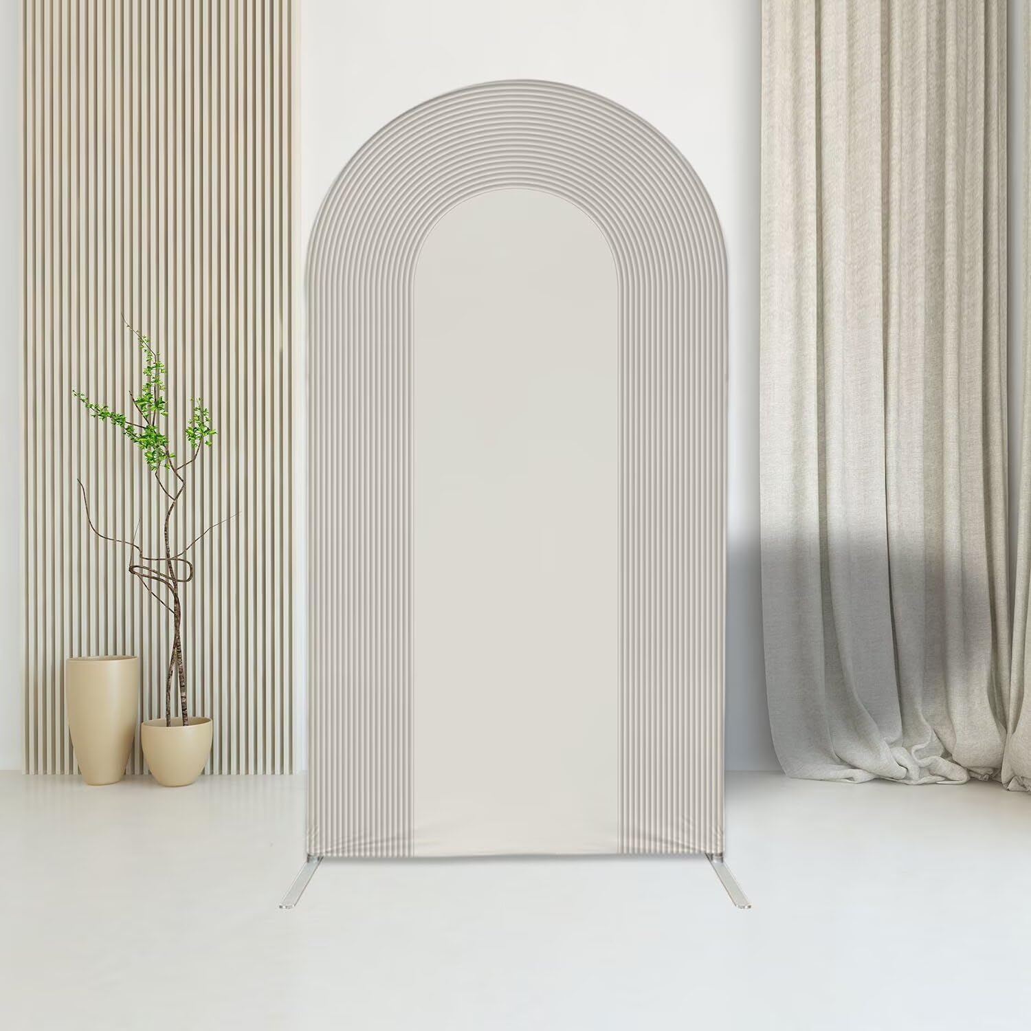 6FT White Ripple Arch Backdrop Cover Printed Ripples Spandex Arch Stand Cover for Wedding Birthday Baby Shower Banquet Party Decoration(Only Cover)