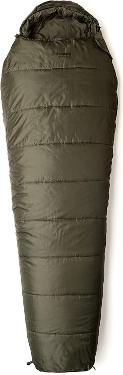Snugpak Basecamp Ops Sleeper Lite Sleeping Bag, Lightweight, Warm, Durable with Compression Sack & Snugfit Hood, Olive - Left Side Zip