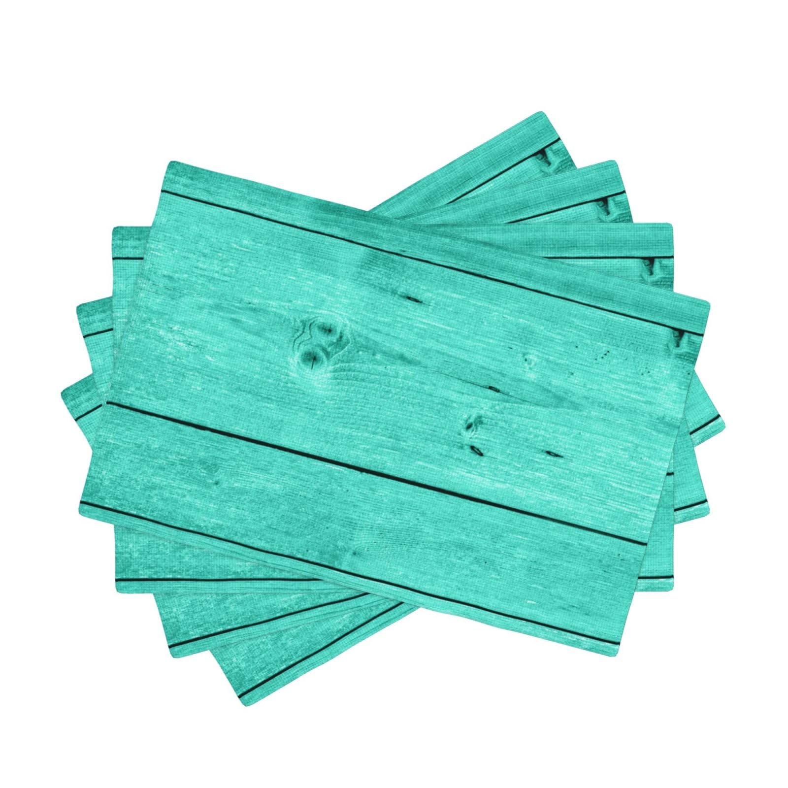 Set de table grain de bois vert double résistant à la chaleur et imperméable lot de 4