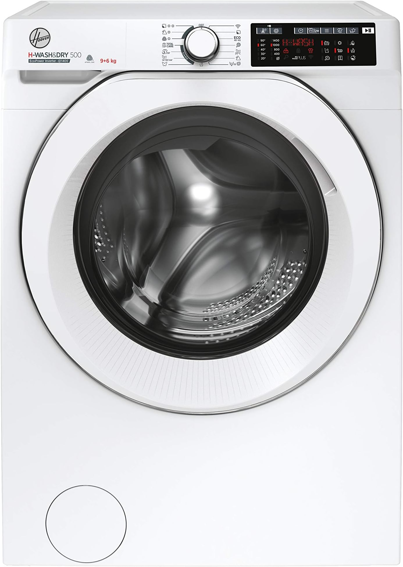 Hoover H-WASH&DRY 500 Freestanding Washer Dryer, 9 Kg Wash + 6 Kg Dry, 1400 RPM, Combined Cycle Class D, Wi-Fi & Bluetooth, Auto Care & Hygiene Cycle, White, 60x58x85 cm - HD 496AMC/1-80