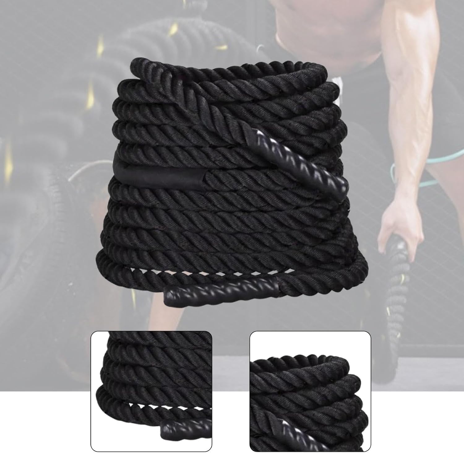 MotiveTech フルボテイートレニング用バトルロープ筋力向上エクササイズワークアウト屋内スポーツに適用