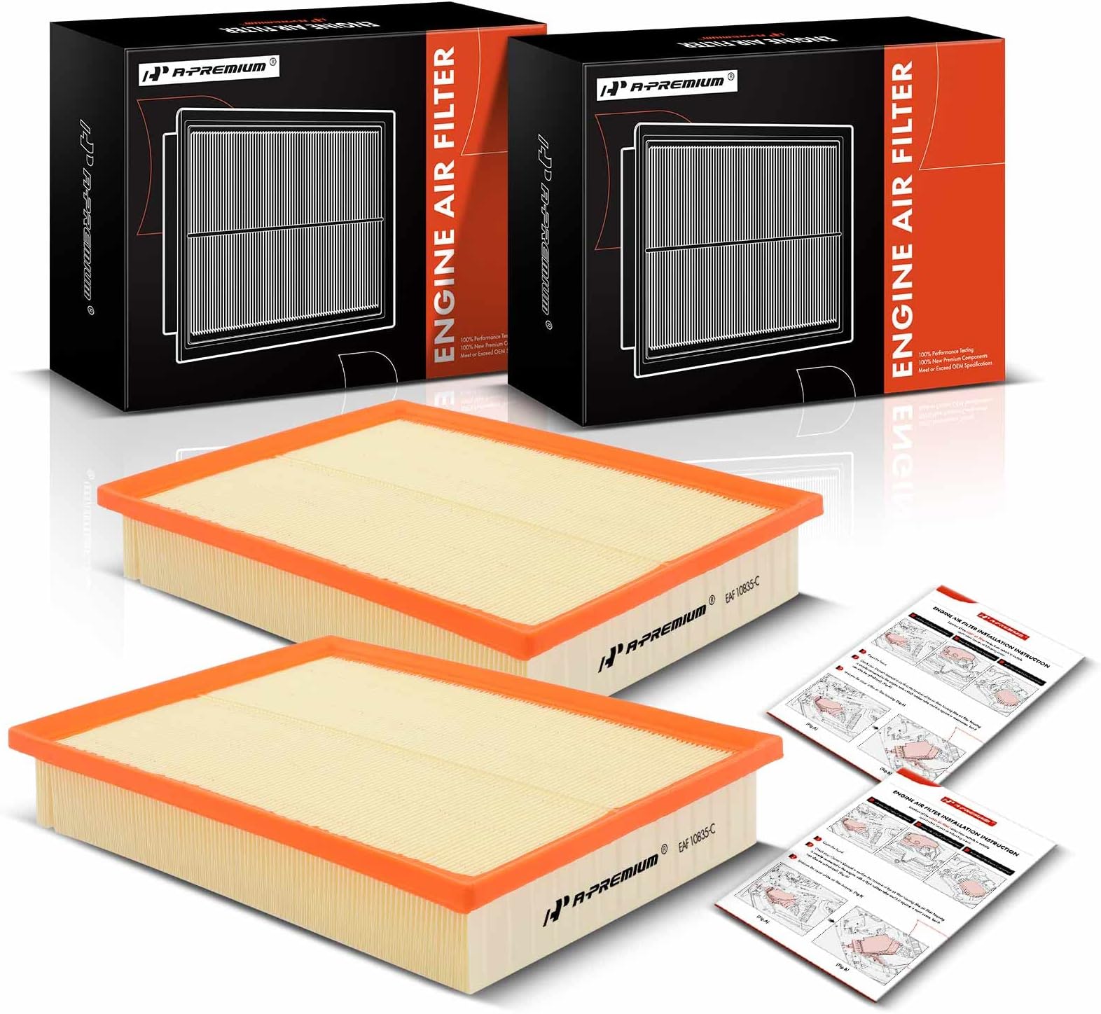 A-Premium 2-PC Engine Air Filter Compatible with Lexus GX460 & Toyota 4Runner, FJ Cruiser, 2010-2023, 4.0L 4.6L, Flexible Panel, 12,000 Miles Filter Protection, Replace# 1780138051