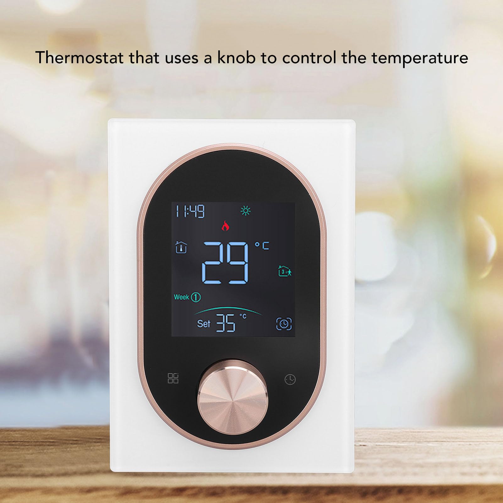 Inteligentny Kolorowy Termostat z Ekranem Dotykowym dla Hoteli z Biurami Domowymi, Aplikacja do Zdalnego Programowania, Tryby Oszczędzania Energii, Wyświetlacz LCD z (Regularny