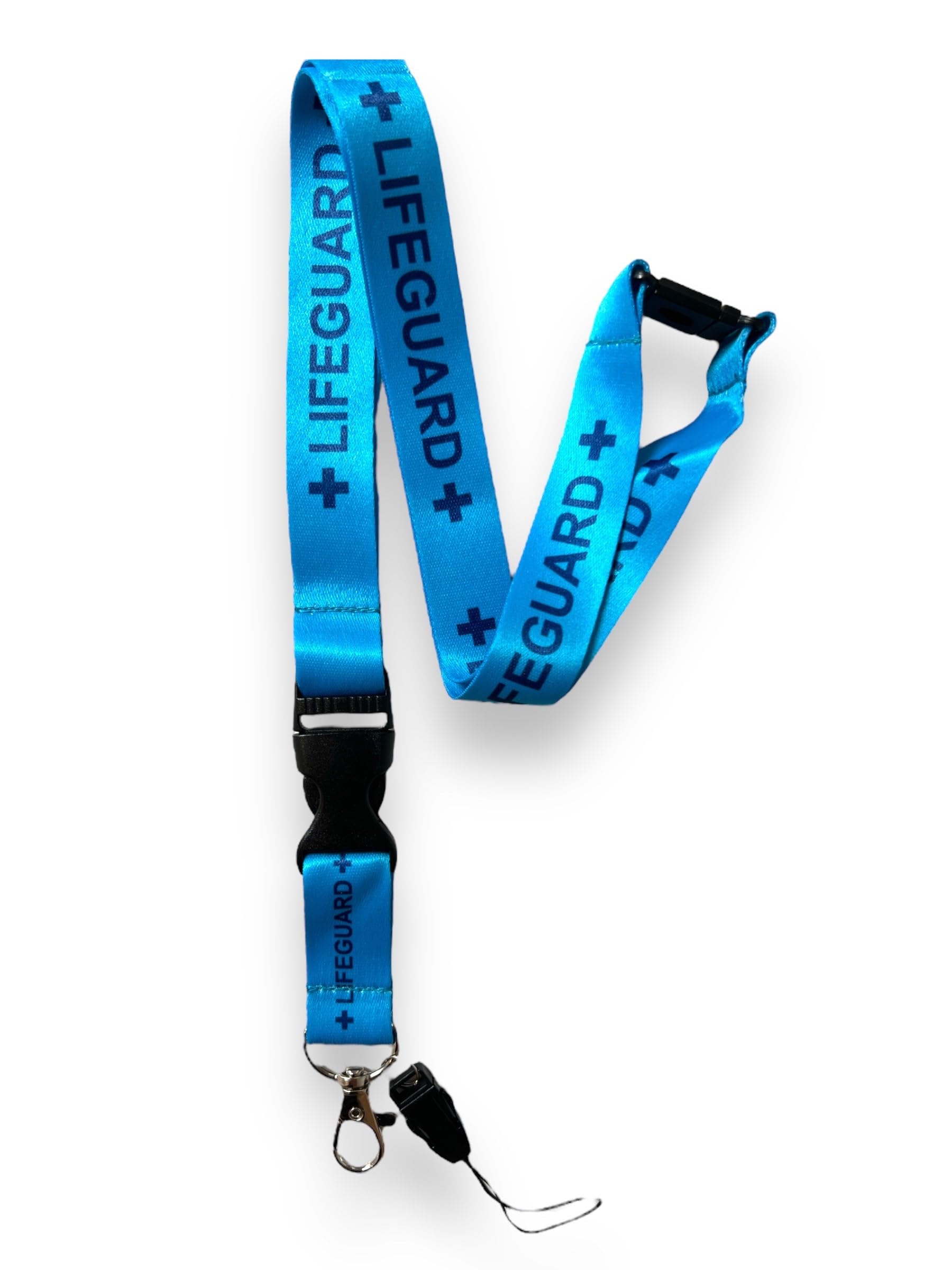 Pac Supplies Global Ltd Unisex Blue With Blue Text 20Mm Bondai Blue Lifeguard Lanyard With Safety Breakaway & Detachable Buckle Clip (Blue With Blue Text)