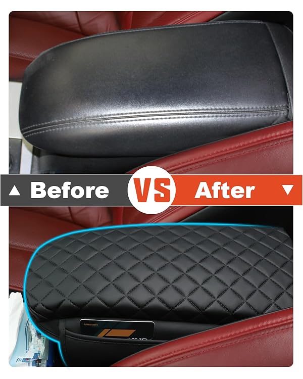 TBHOO for Bronco Sport Center Console Armrest Cover 2026 2025 2024 2023 2022 2021 Bronco Sport Accessories Black with Pockets Upgrade Arm Rest Pad Console Cushion Lid by TBHOO - Used condition - Image 5
