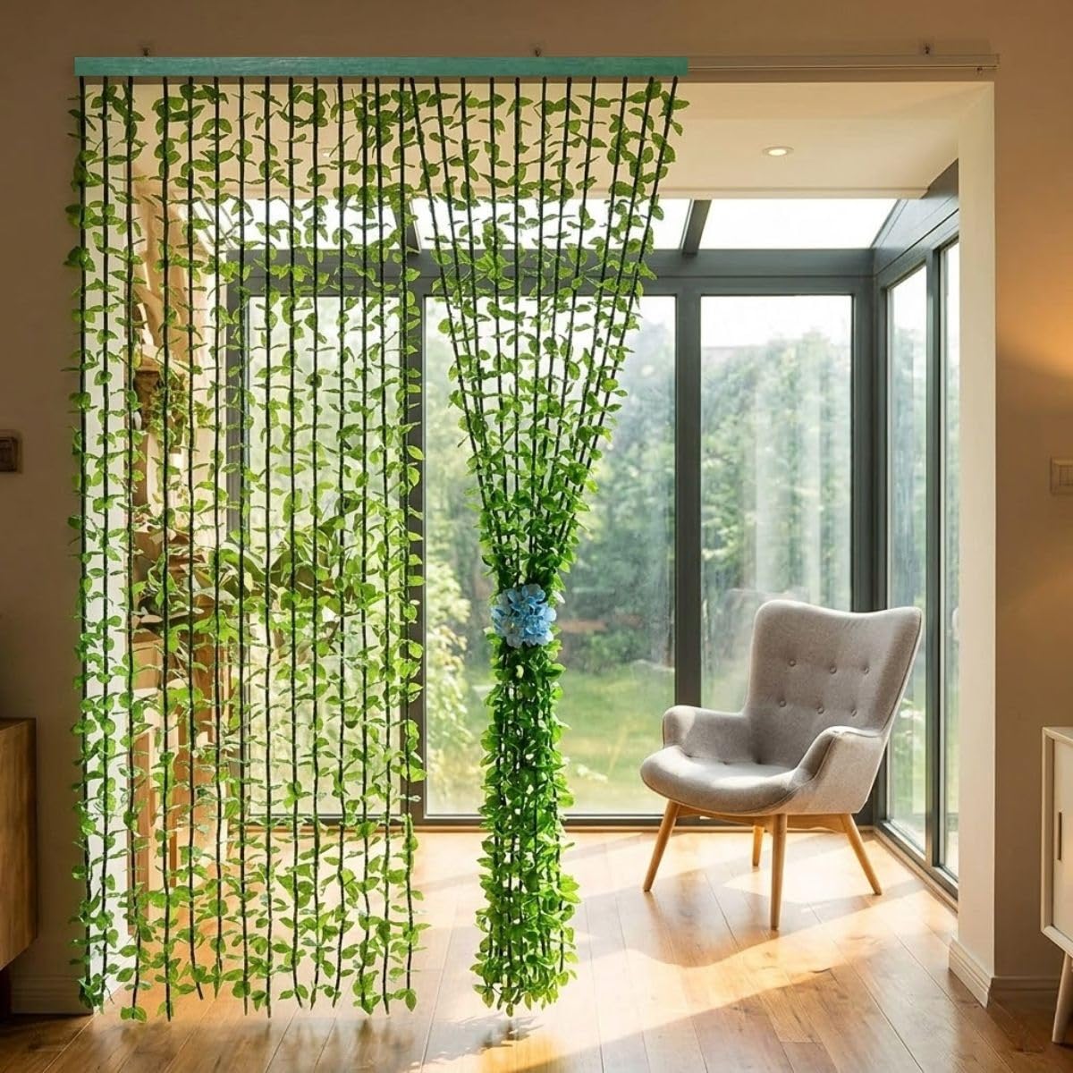 Generico Ghirlanda di Edera Artificiale Piante Finte Tenda a Fili Separatore con Foglie Verdi per Decorazione Pareti Matrimonio Giardino Balcone Ufficio Interni(60x180cm)