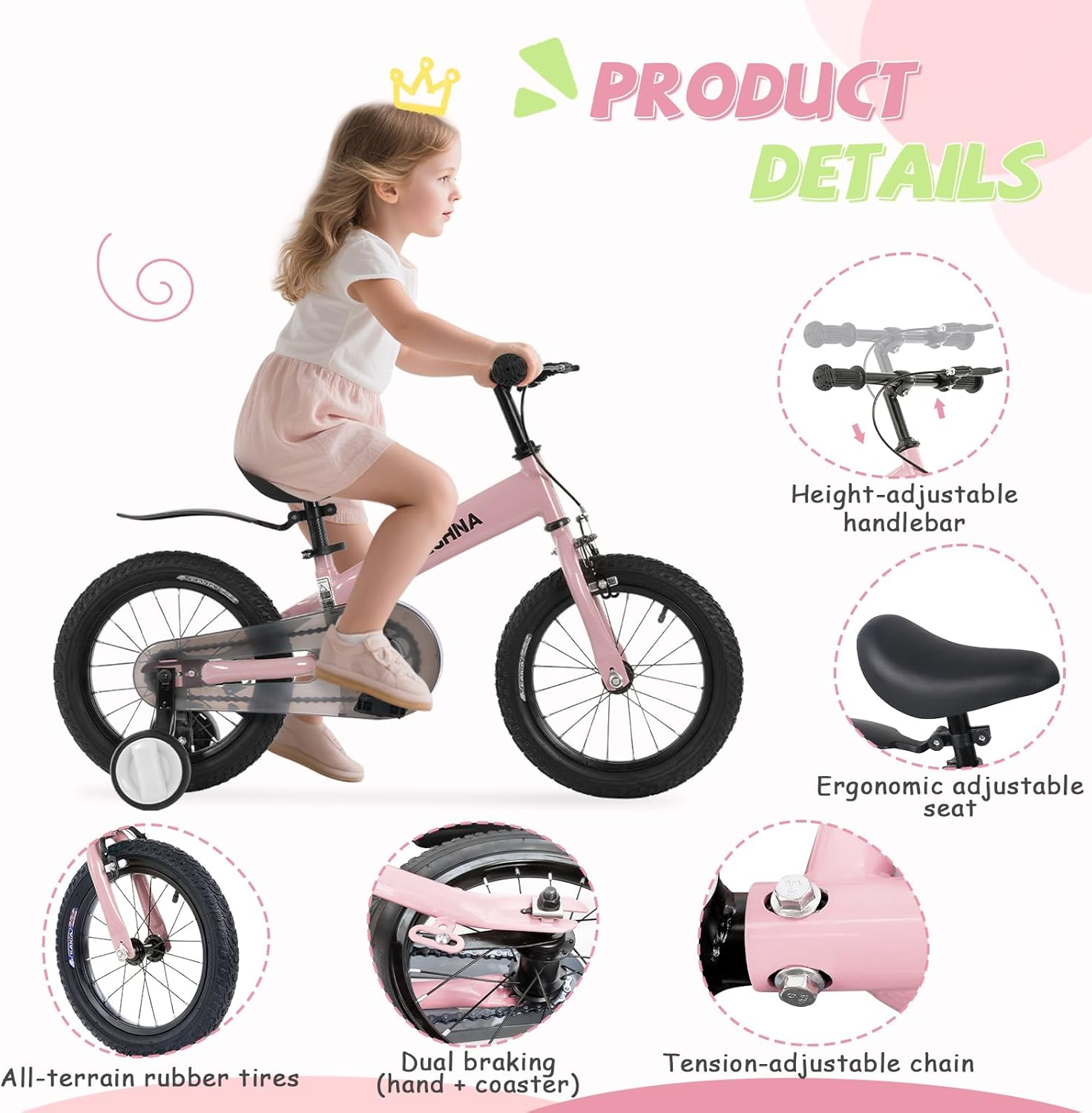 3-in-1 Montessori Balance Bike,Tri-Purpose of Kids Balance Bikes and Toddler Tricycles/Bikes，for 2 3 4 5 6 7 Years Old-14 inch Balance Bike with Training Theory, Pedal Kit, Training Wheels,Brakes