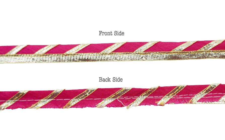 振袖ピンク（PATTI PATTI) Bandhani print with lace border & lagdi patta pallu pink