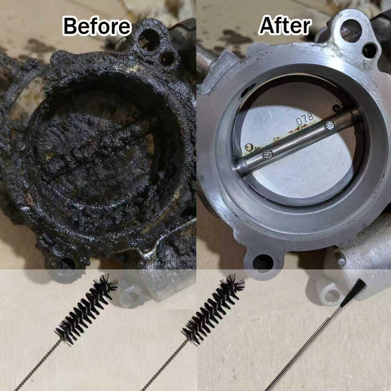 Cepillo limpiador de carbono para válvula de admisión, 3 piezas, kit de nailon limpiador de compartimento de motor, herramientas de limpieza de taladro de carburador para cámara de