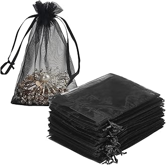 100pcs Black Organza Gift Bags 4 x 6 inches Wedding Christmas Favors Jewelry Pouches
